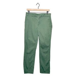 Ann Taylor‎ LOFT Womens Neutral Green Khaki Cotton Slim Straight Leg Pants 8